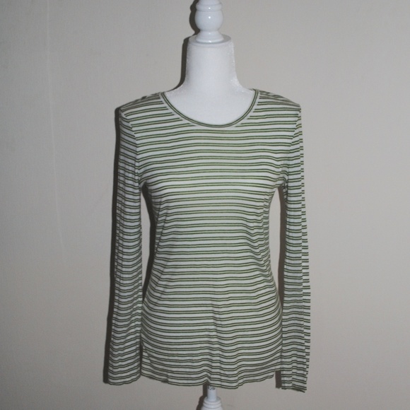 Tory Burch Tops - Tory Burch 100% Cotton Green and White Stripe Top